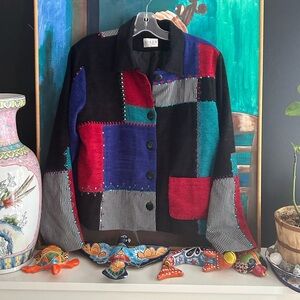 Vintage Y2K Koret Petites Multicolor Patchwork Blazer M